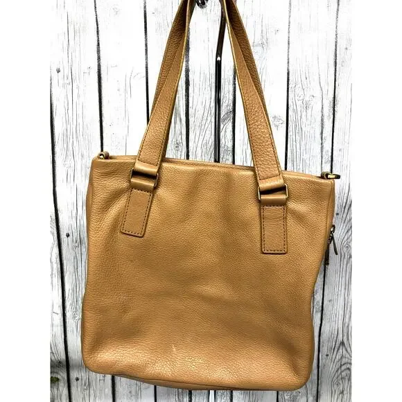 Fossil beige Leather Expandable Shoulder Bag - Picture 1 of 6